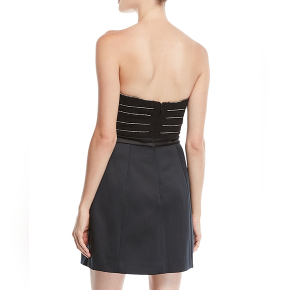 Neimen Marcus Halston Heritage Strapless Mini Cocktail Dress Chain Piping Size 6 - Picture 2 of 9